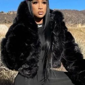 Black Fur Coat With Hood